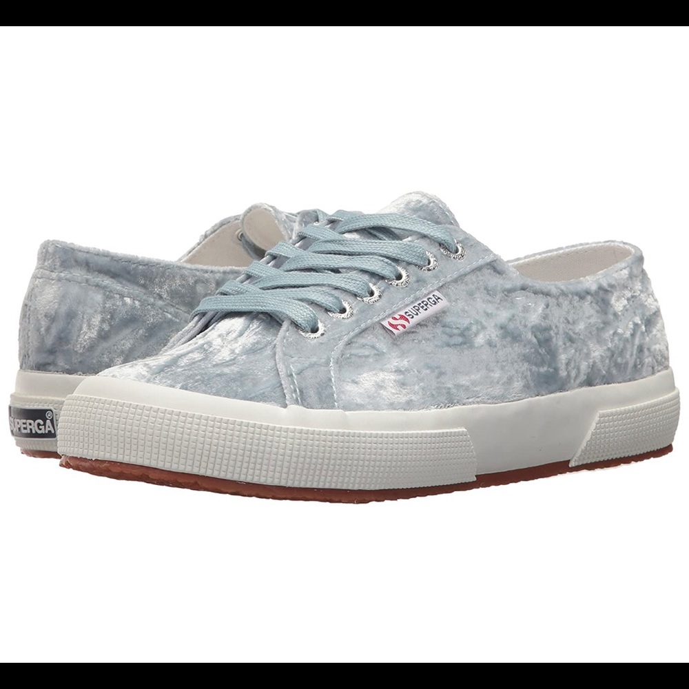 Superga Light Blue Crushed Velvet Sneakers